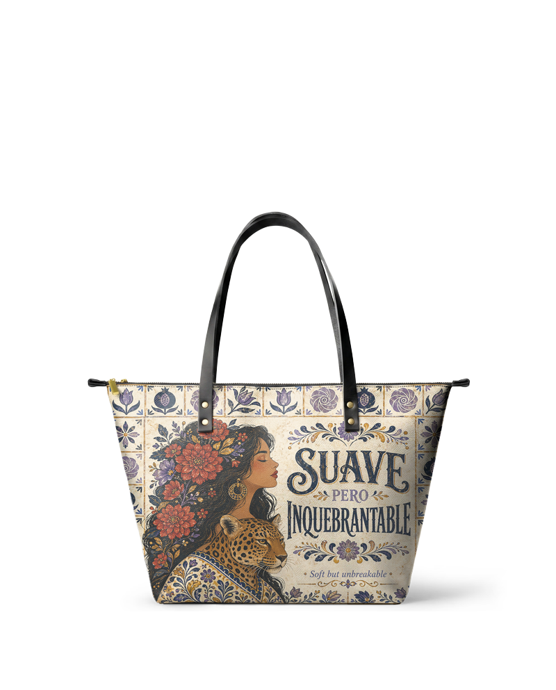 "Suave pero inquebrantable" ver.8 Leather Tote Bag