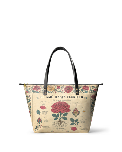 "Se amó hasta florecer" ver.5 Leather Tote Bag