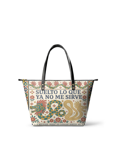 "Suelto lo que ya no me sirve" ver.1 Leather Tote Bag