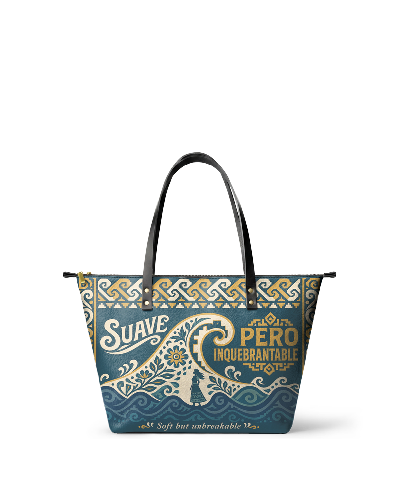 "Suave pero inquebrantable" ver.3 Leather Tote Bag