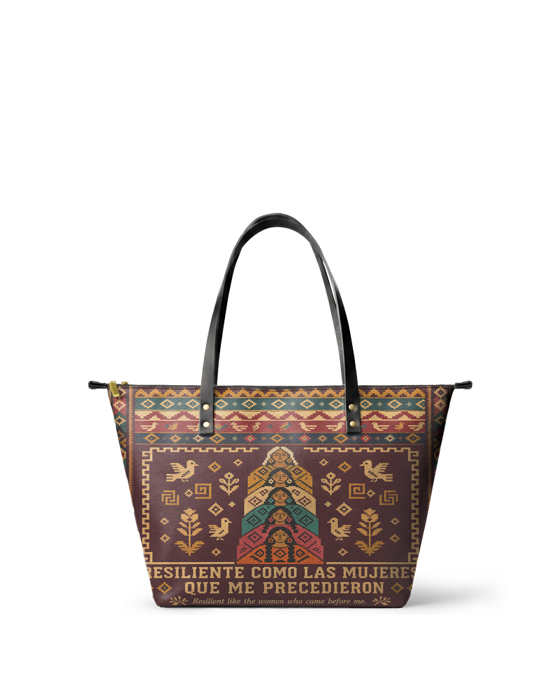 "Resiliente como las mujeres que me precedieron" ver.3 Leather Tote Bag