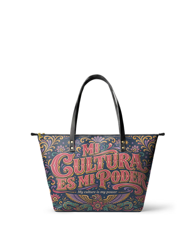 "Mi cultura es mi poder" ver.2 Leather Tote Bag