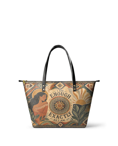 "Soy suficiente, tal y como soy" ver.5 Leather Tote Bag
