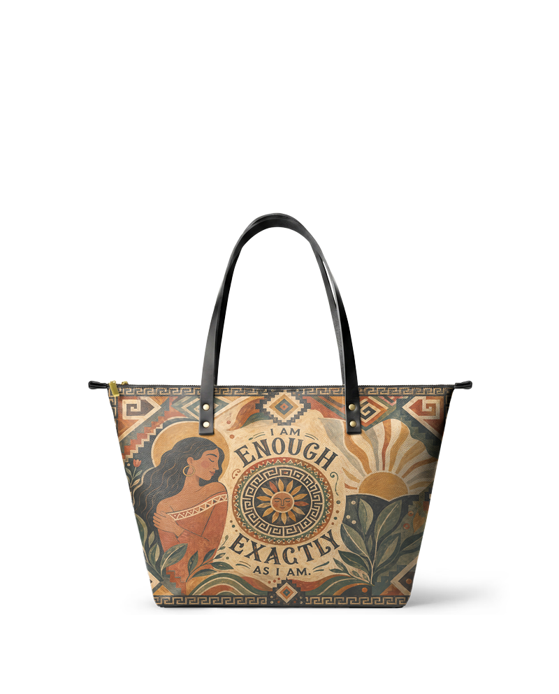 "Soy suficiente, tal y como soy" ver.5 Leather Tote Bag