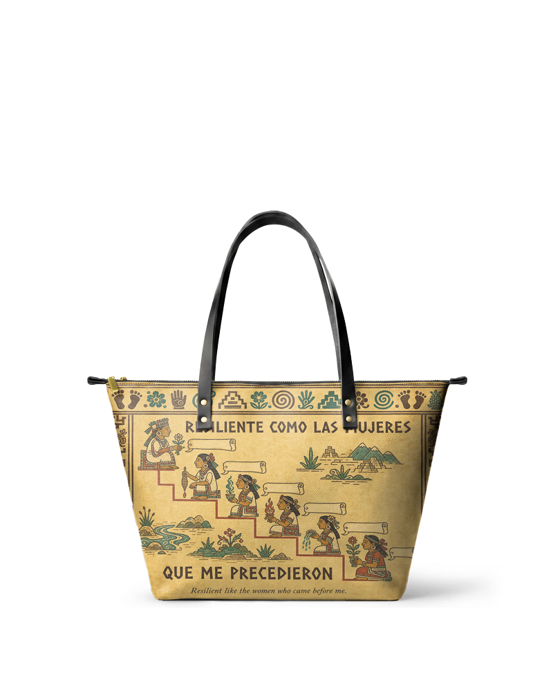 "Resiliente como las mujeres que me precedieron" ver.4 Leather Tote Bag