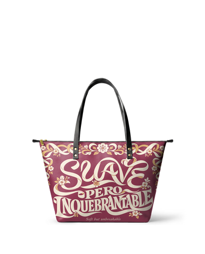"Suave pero inquebrantable" ver.1 Leather Tote Bag