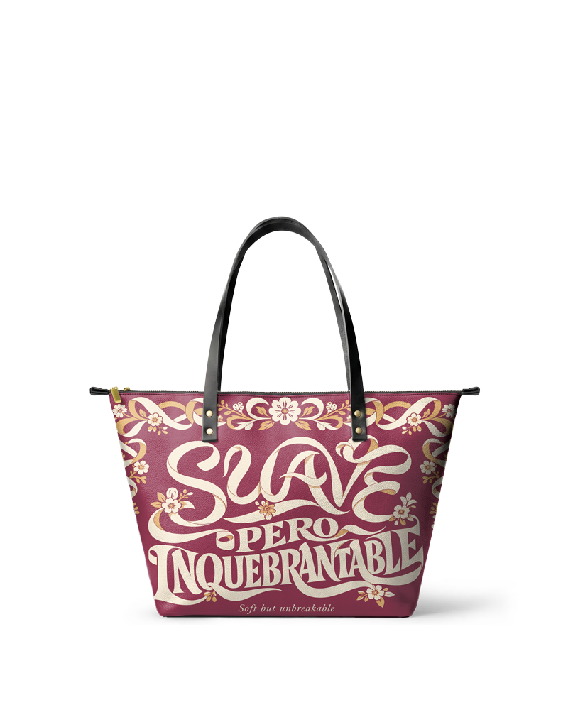 "Suave pero inquebrantable" ver.1 Leather Tote Bag