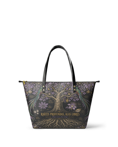 "Raíces profundas, alas libres" ver.2 Leather Tote Bag