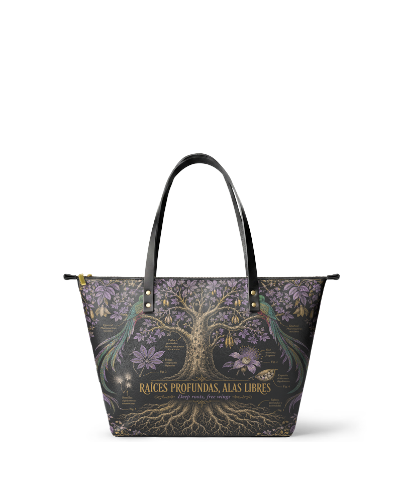 "Raíces profundas, alas libres" ver.2 Leather Tote Bag