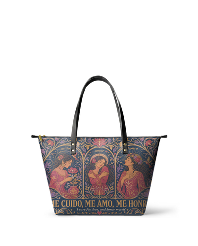 "Me cuido, me amo, me honro" ver.3 Leather Tote Bag