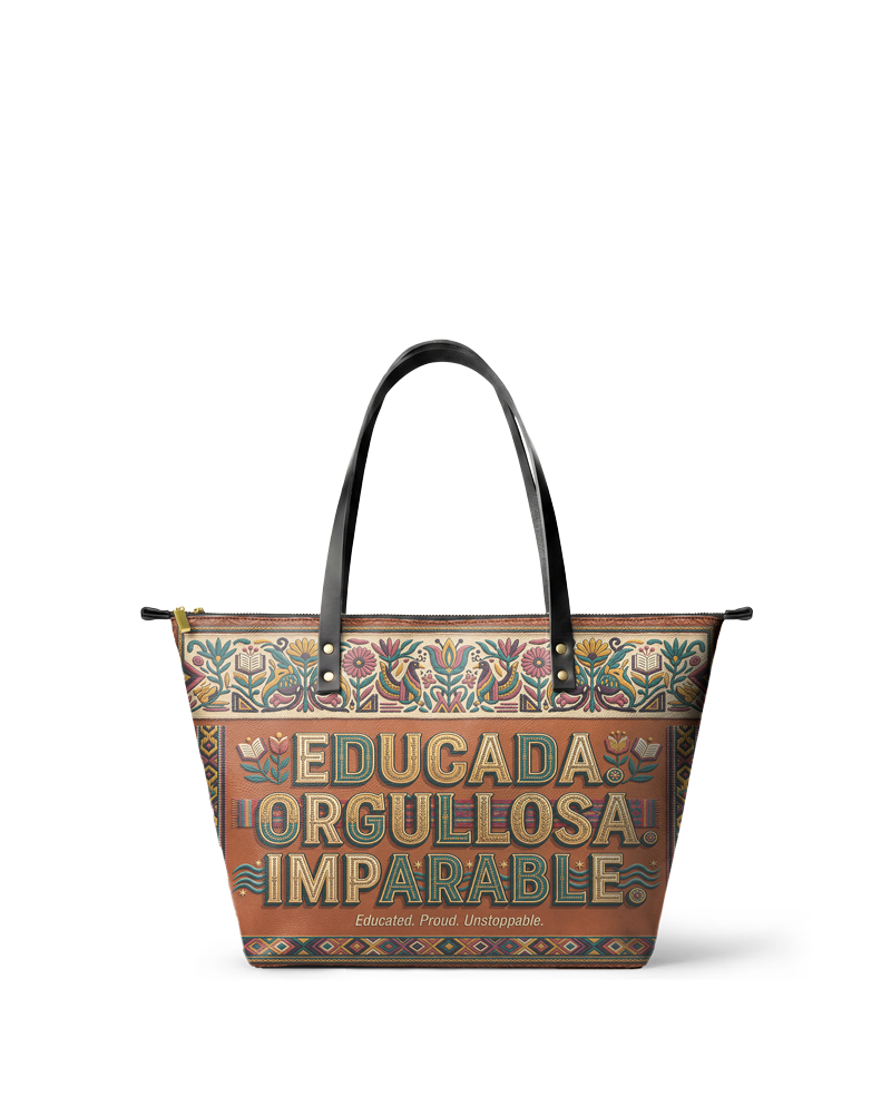 "Educada. Orgullosa. Imparable" ver.3 Leather Tote Bag