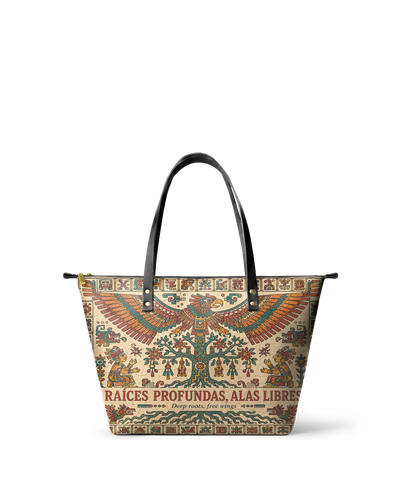 "Raíces profundas, alas libres" ver.5 Leather Tote Bag