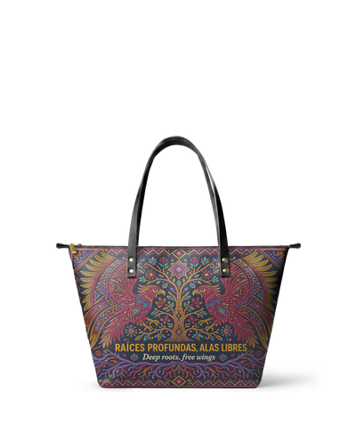 "Raíces profundas, alas libres" ver.1 Leather Tote Bag