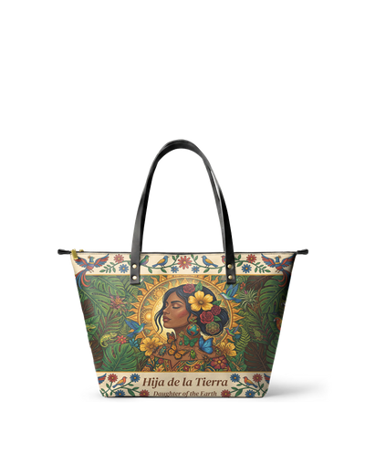 "Soy hija de la tierra" ver.6 Leather Tote Bag