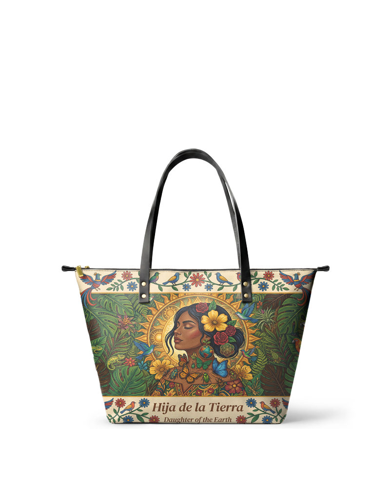 "Soy hija de la tierra" ver.6 Leather Tote Bag
