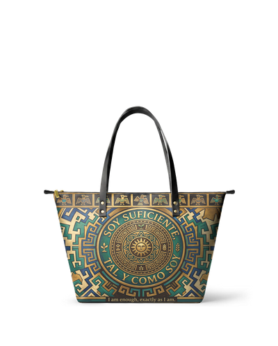 "Soy suficiente, tal y como soy" ver.10 Leather Tote Bag