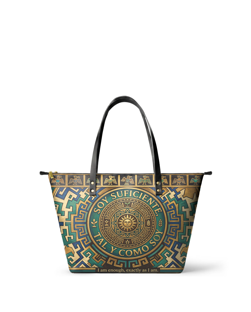 "Soy suficiente, tal y como soy" ver.10 Leather Tote Bag