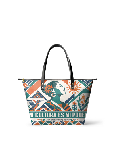 "Mi cultura es mi poder" ver.4 Leather Tote Bag