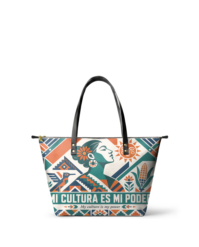 "Mi cultura es mi poder" ver.4 Leather Tote Bag