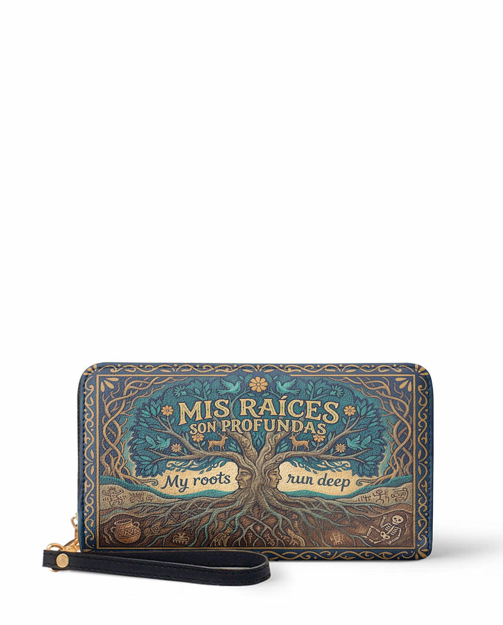"Mis Raíces son Profundas" ver.1 Long Wallet - front view | Paleta Bags