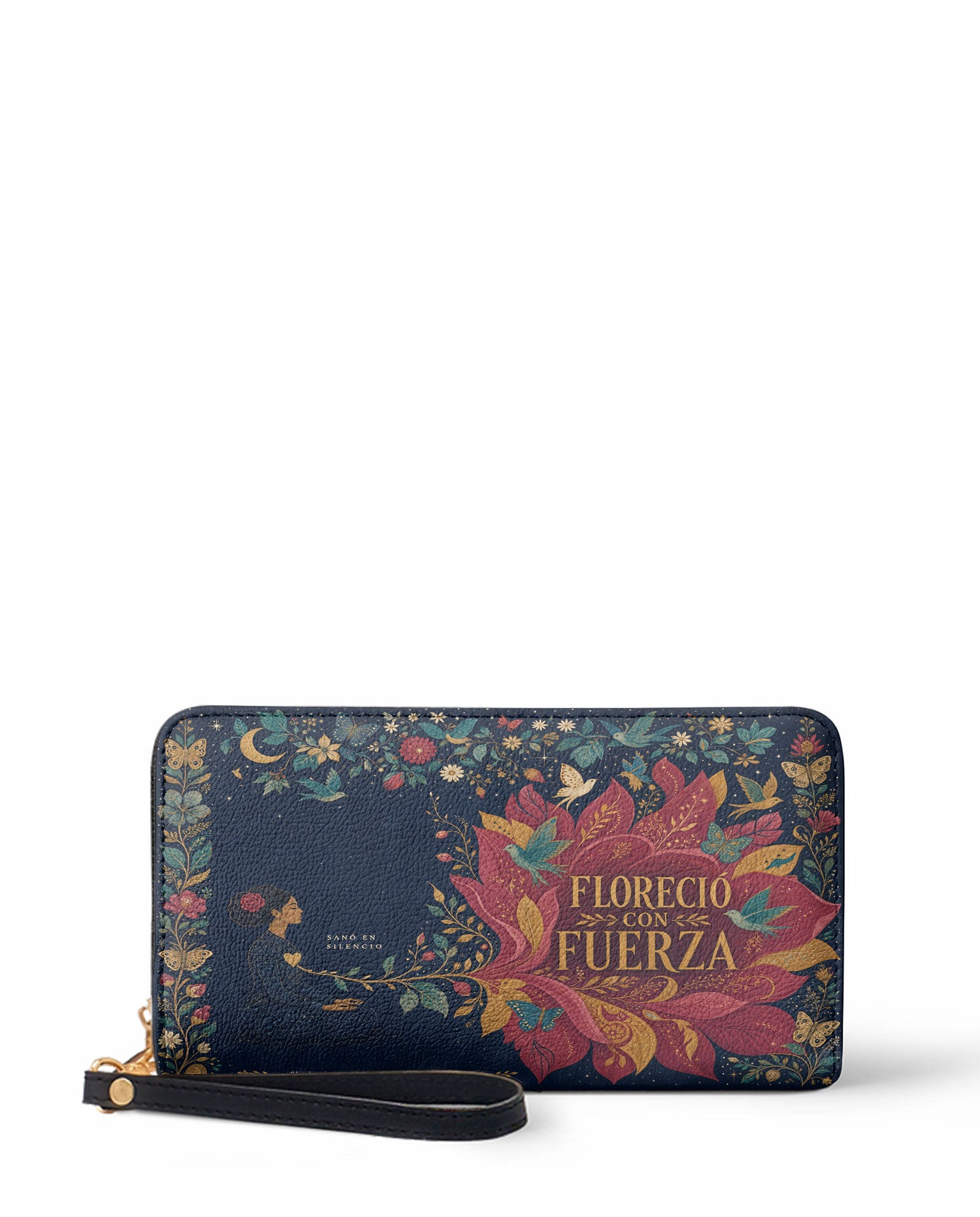 "Sanó en silencio, floreció con fuerza" ver.2 Long Wallet - front view | Paleta Bags