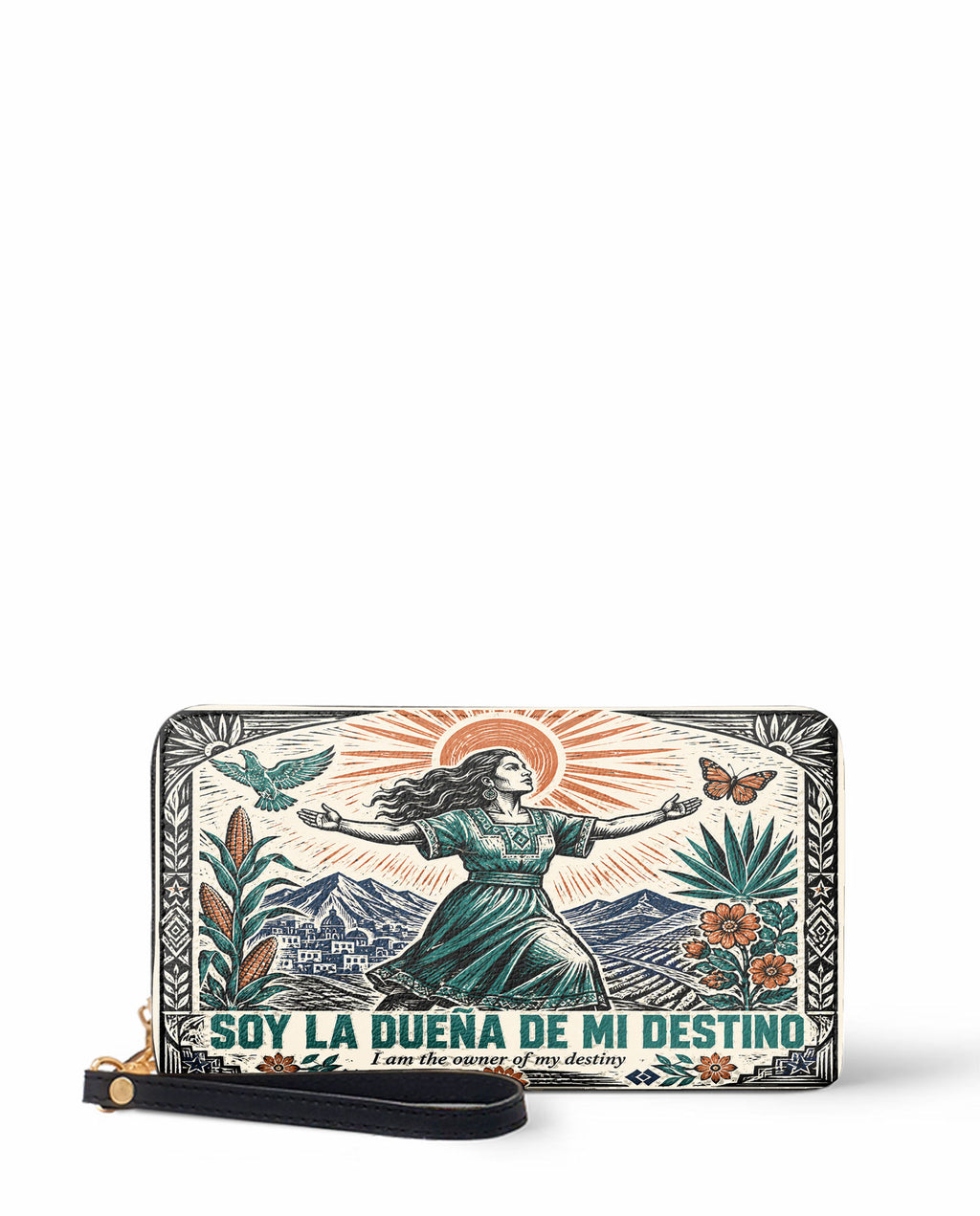 "Soy la dueña de mi destino" ver.2 Long Wallet - front view | Paleta Bags