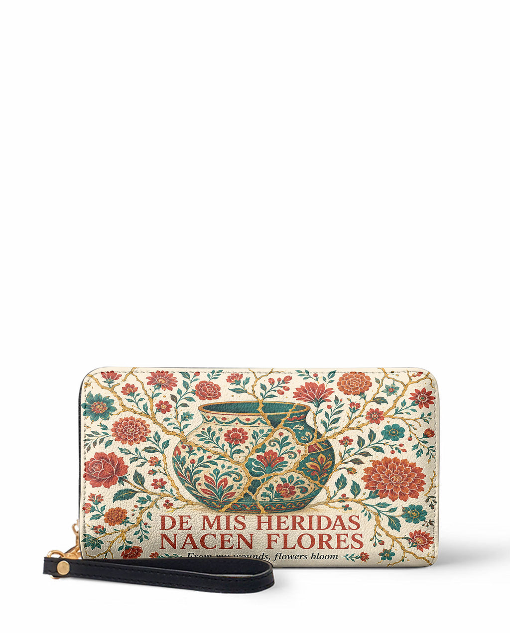 "De mis heridas nacen flores" ver.2 Long Wallet - front view | Paleta Bags