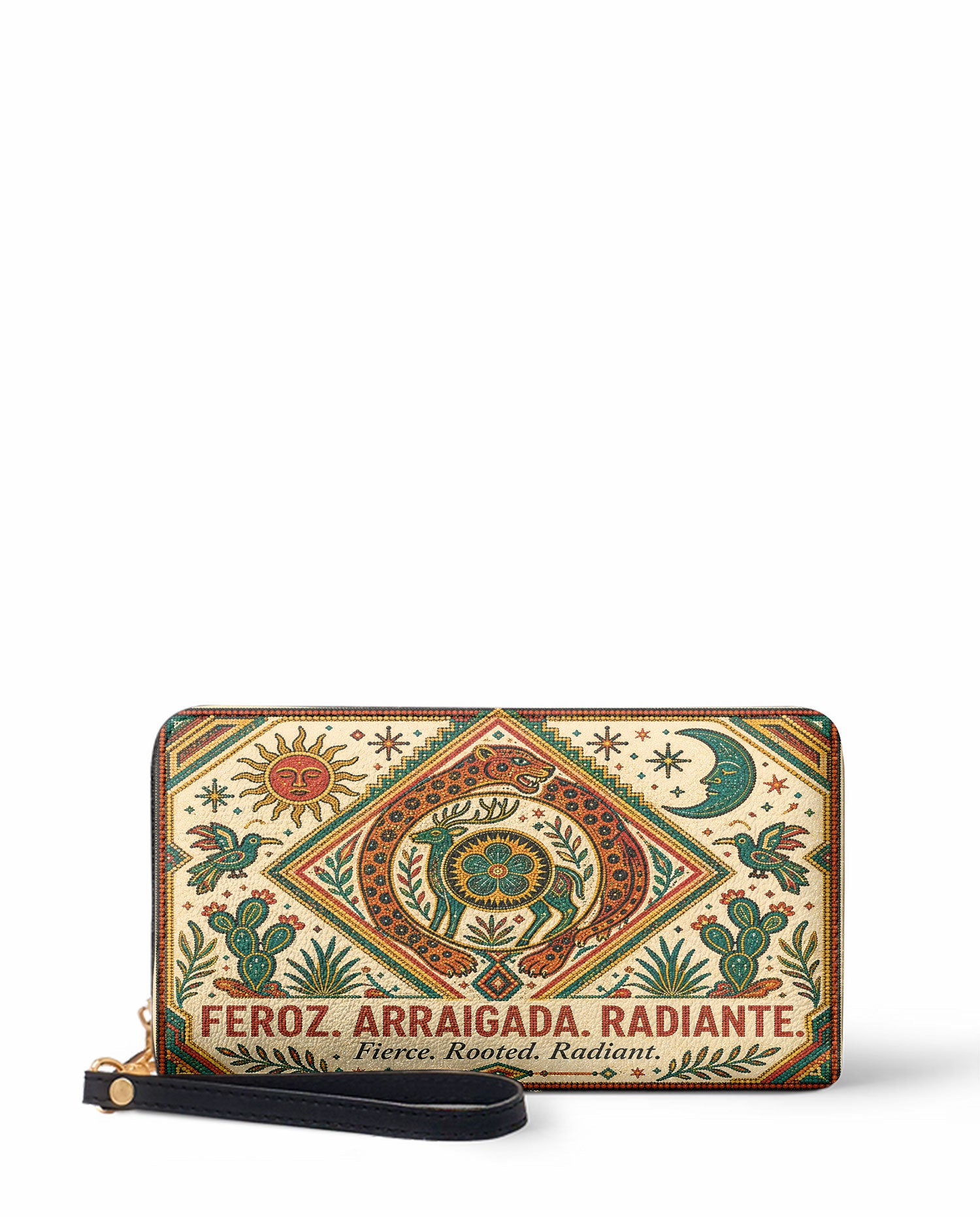 "Feroz. Arraigada. Radiante" ver.2 Long Wallet - front view | Paleta Bags