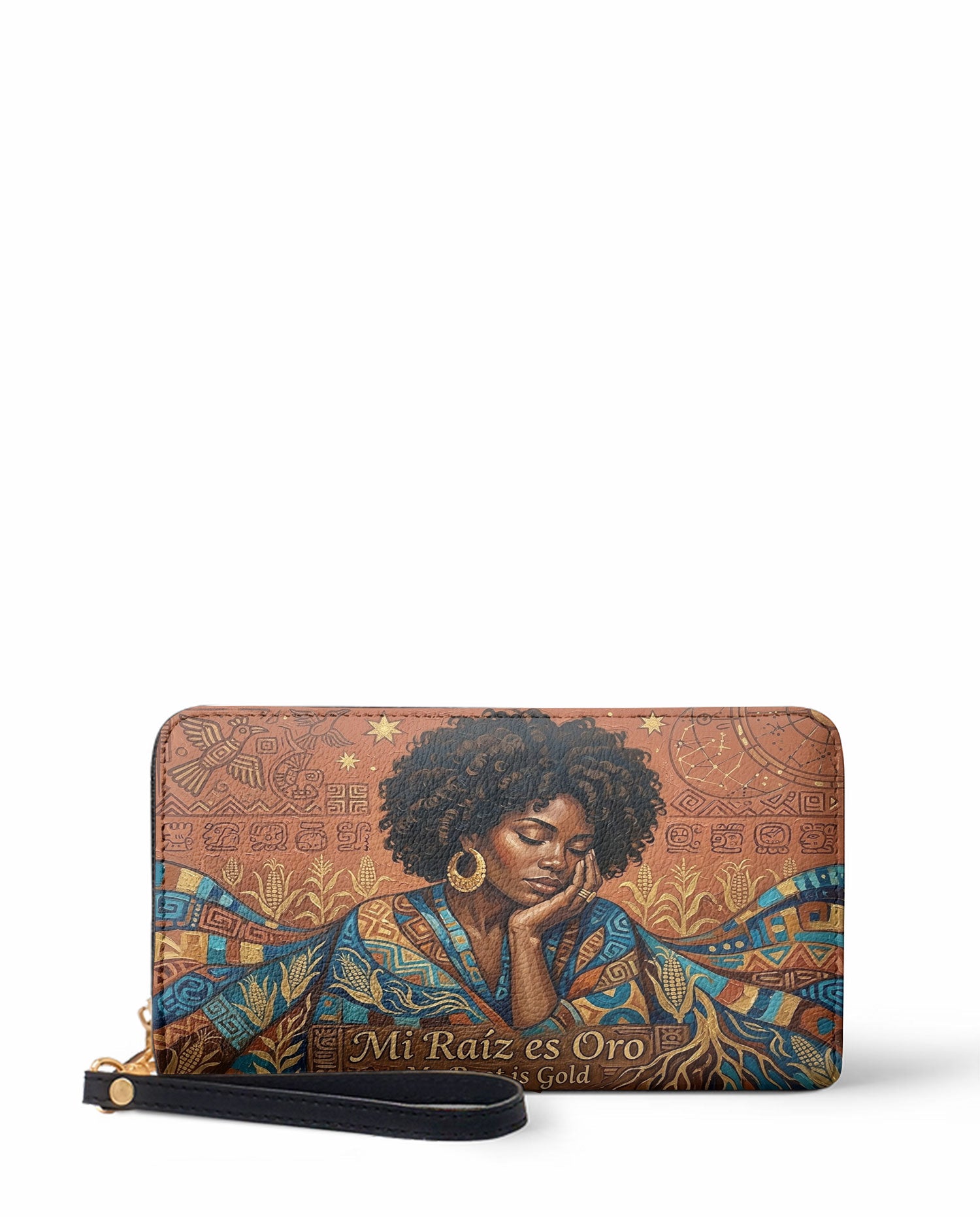 "Mi Raíz es Oro" ver.4 Long Wallet - front view | Paleta Bags