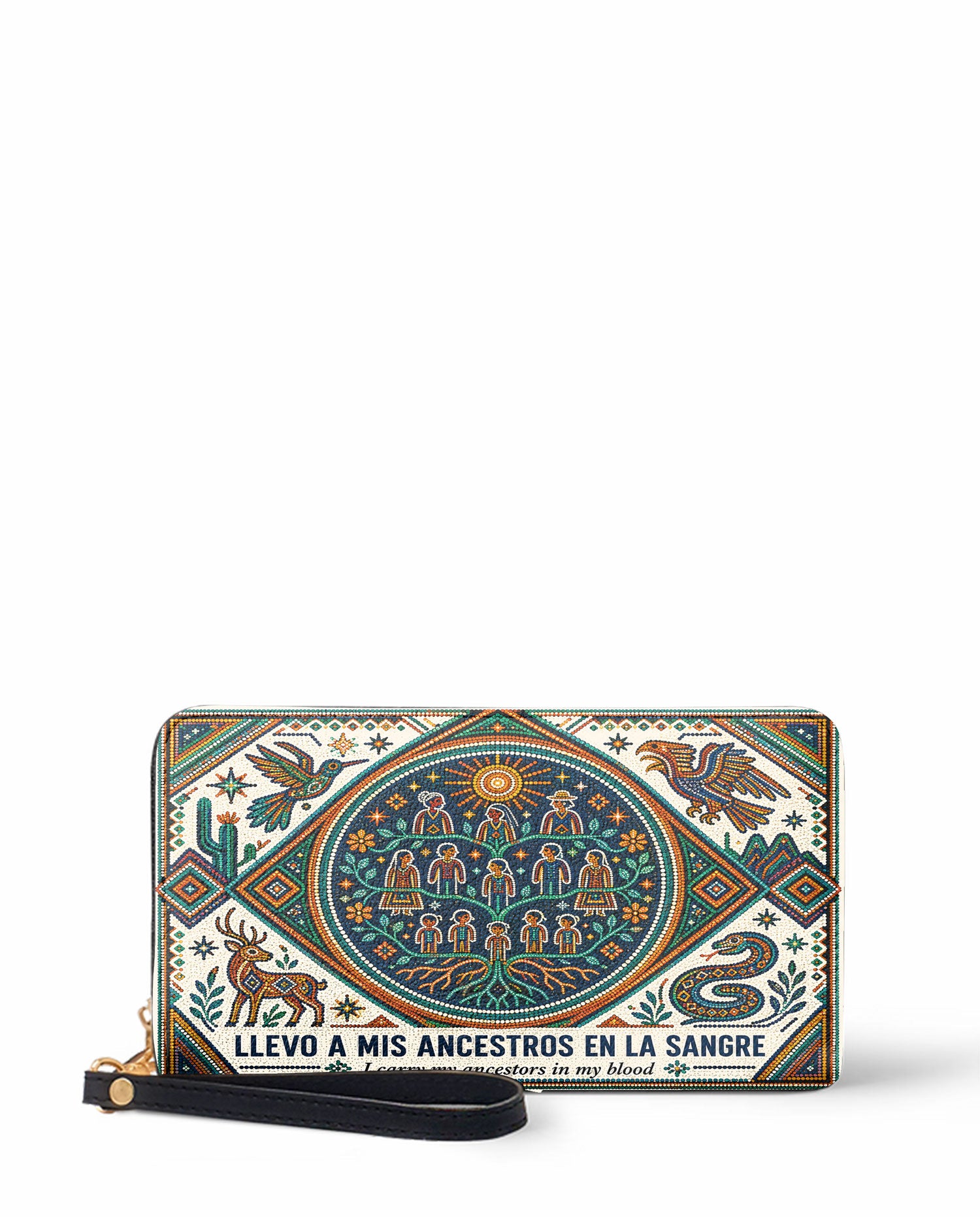 "Llevo a mis ancestros en la sangre" ver.4 Long Wallet - front view | Paleta Bags