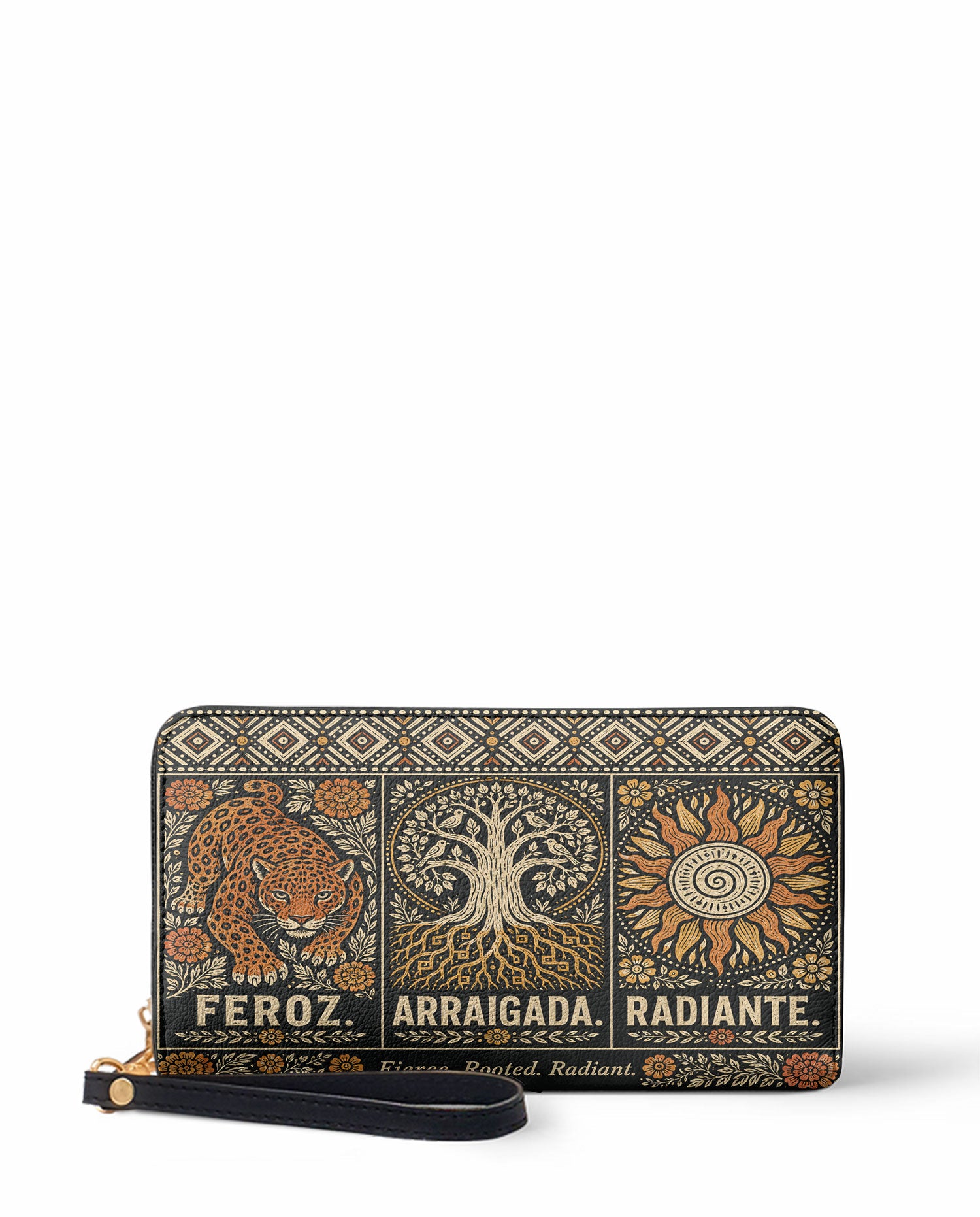 "Feroz. Arraigada. Radiante" ver.4 Long Wallet - front view | Paleta Bags