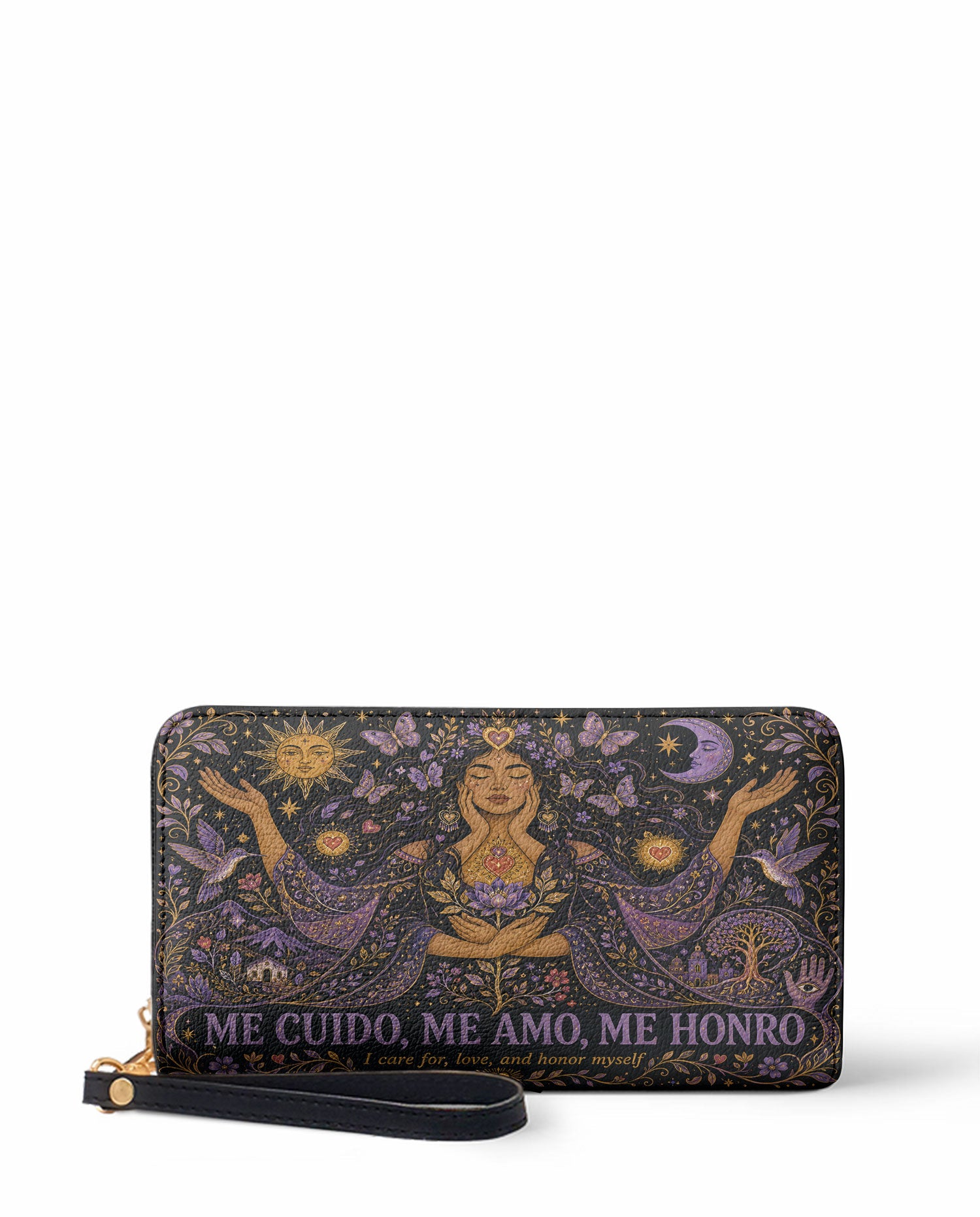 "Me cuido, me amo, me honro" ver.2 Long Wallet - front view | Paleta Bags