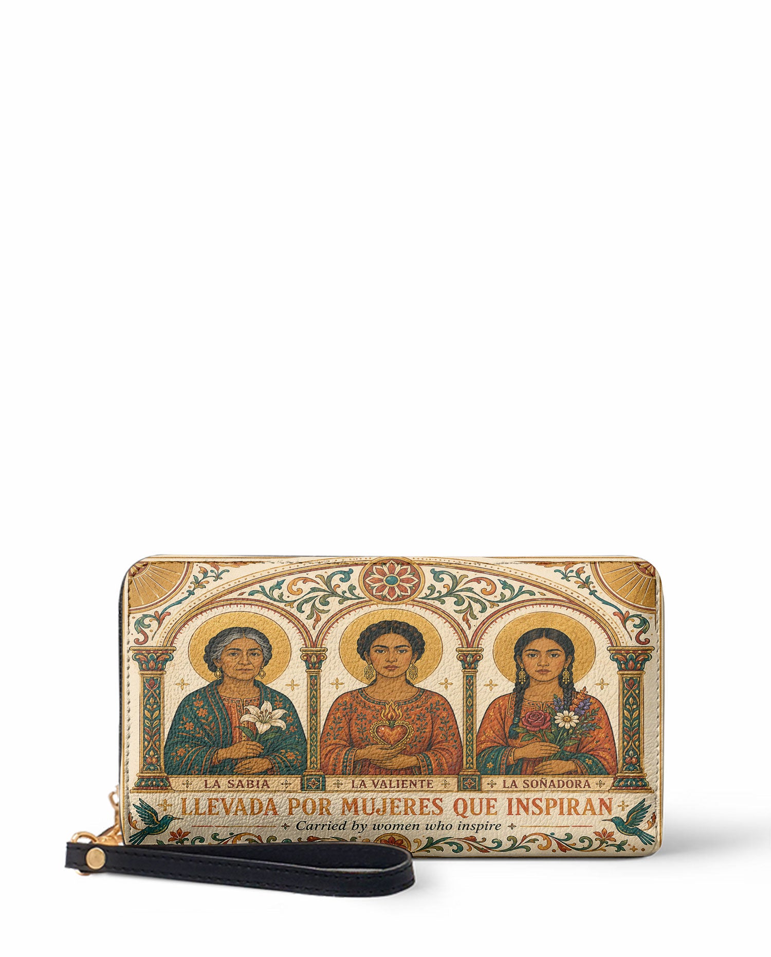 "Llevada por mujeres que inspiran" ver.1 Long Wallet - front view | Paleta Bags