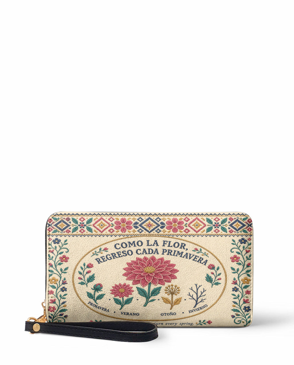 "Como la flor, regreso cada primavera" ver.3 Long Wallet - front view | Paleta Bags