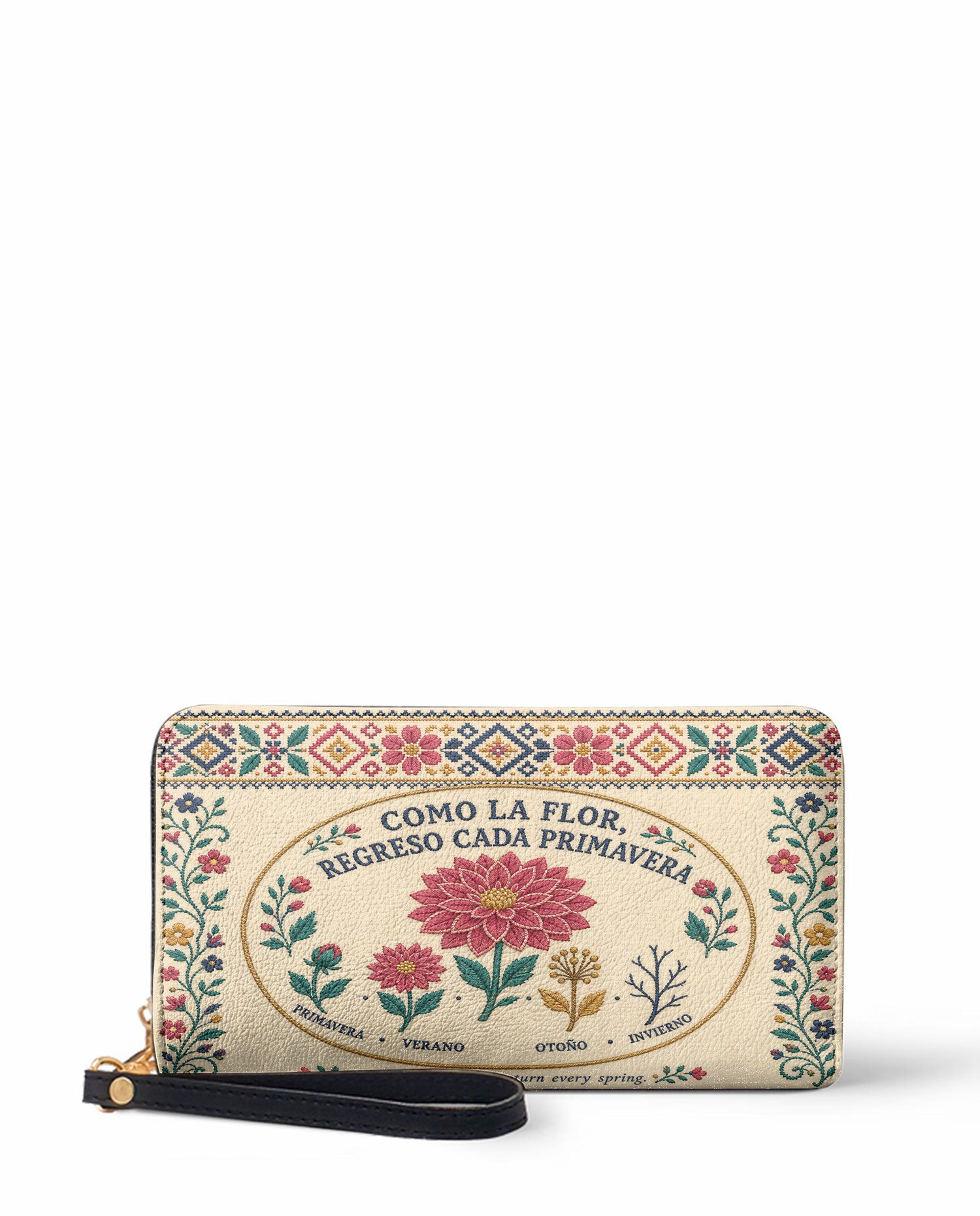 "Como la flor, regreso cada primavera" ver.3 Long Wallet - front view | Paleta Bags