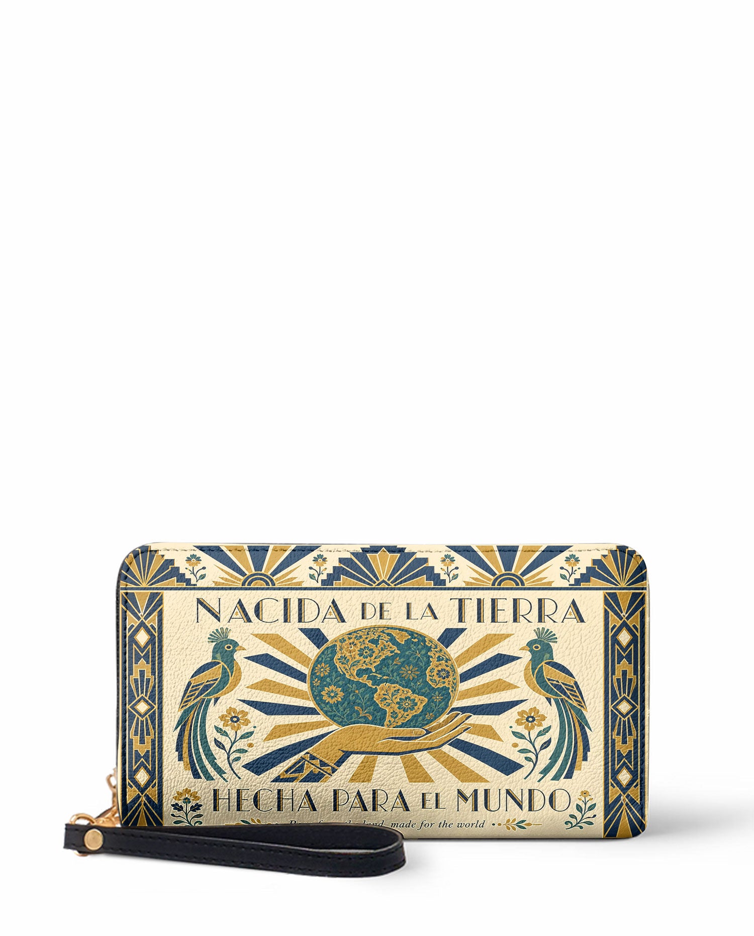 "Nacida de la tierra, hecha para el mundo" ver.2 Long Wallet - front view | Paleta Bags