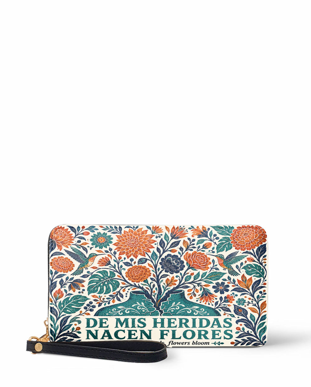 "De mis heridas nacen flores" ver.1 Long Wallet - front view | Paleta Bags