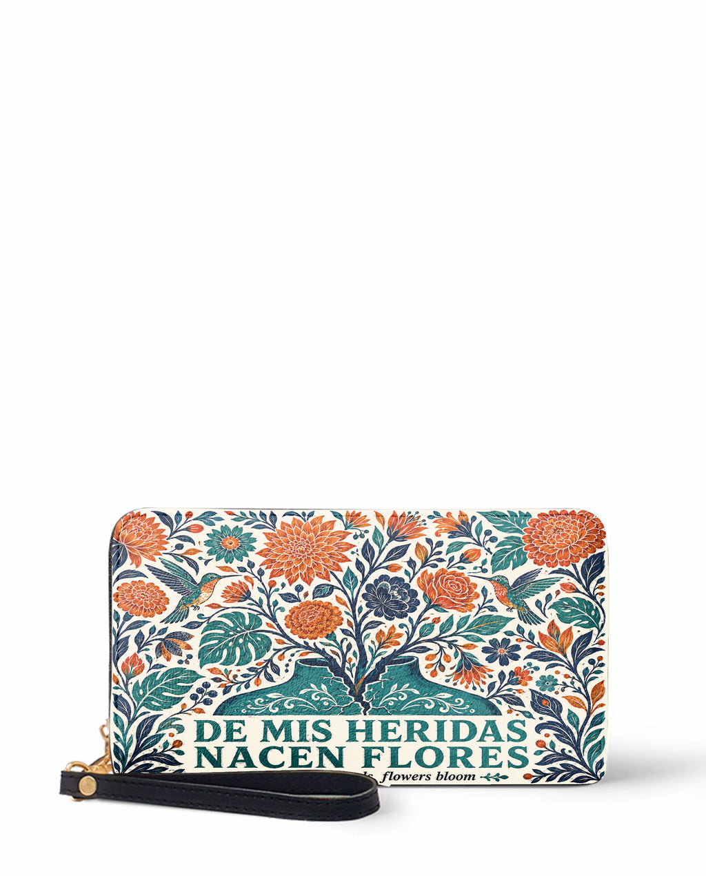"De mis heridas nacen flores" ver.1 Long Wallet - front view | Paleta Bags