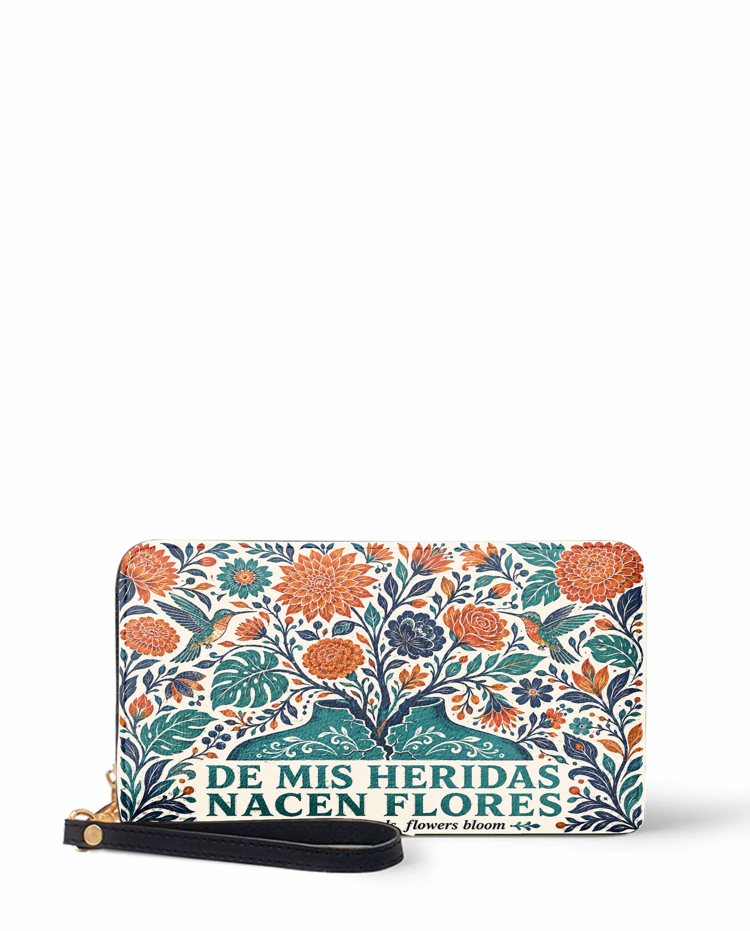"De mis heridas nacen flores" ver.1 Long Wallet - front view | Paleta Bags