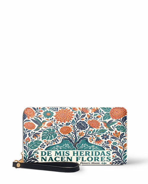 "De mis heridas nacen flores" ver.1 Long Wallet - front view | Paleta Bags