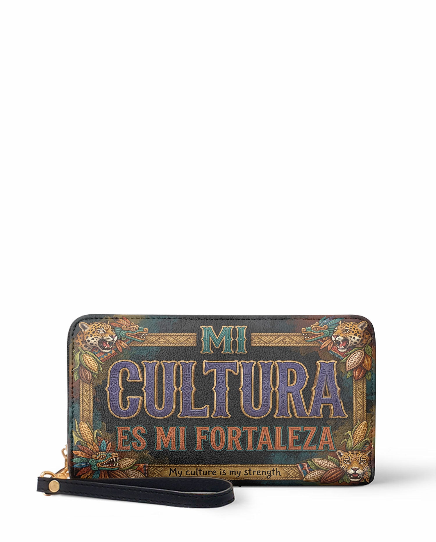 "Mi cultura es mi fortaleza" ver.3 Long Wallet - front view | Paleta Bags