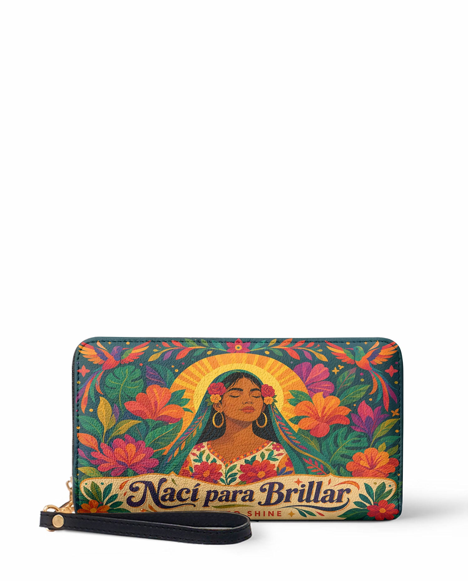 "Nací para brillar" ver.4 Long Wallet - front view | Paleta Bags