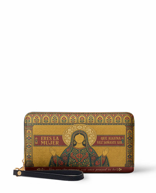 "Eres la mujer que alguna vez soñaste ser" ver.5 Long Wallet - front view | Paleta Bags