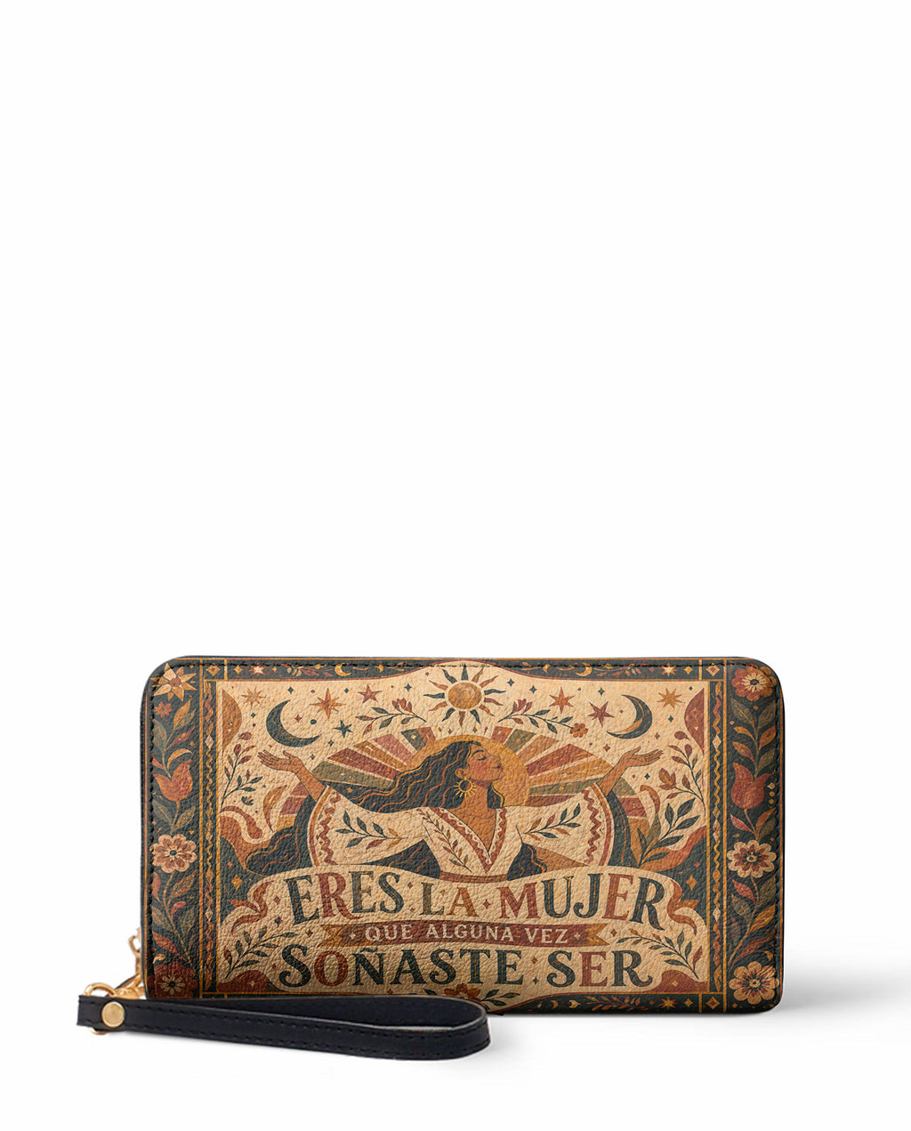 "Eres la mujer que alguna vez soñaste ser" ver.1 Long Wallet - front view | Paleta Bags