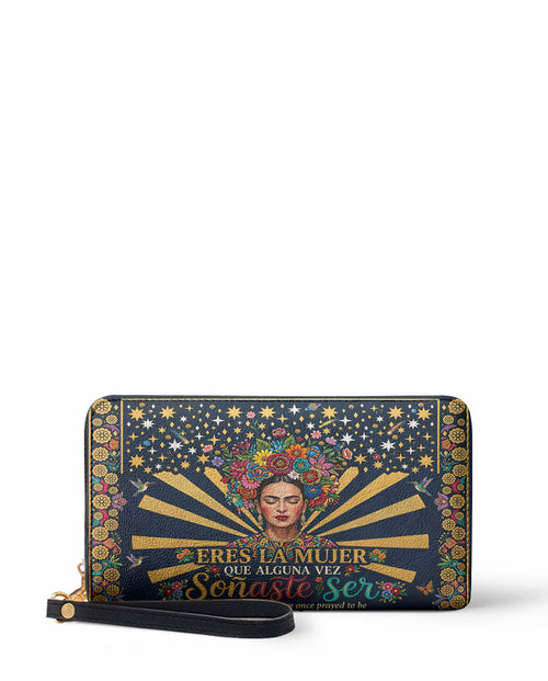 "Eres la mujer que alguna vez soñaste ser" ver.3 Long Wallet - front view | Paleta Bags