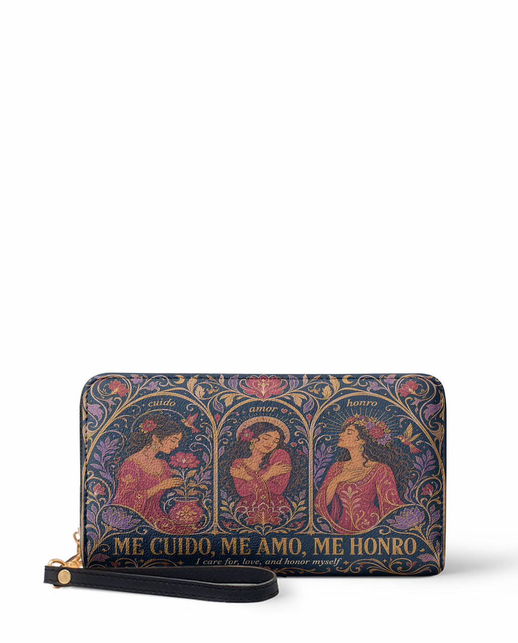 "Me cuido, me amo, me honro" ver.3 Long Wallet - front view | Paleta Bags