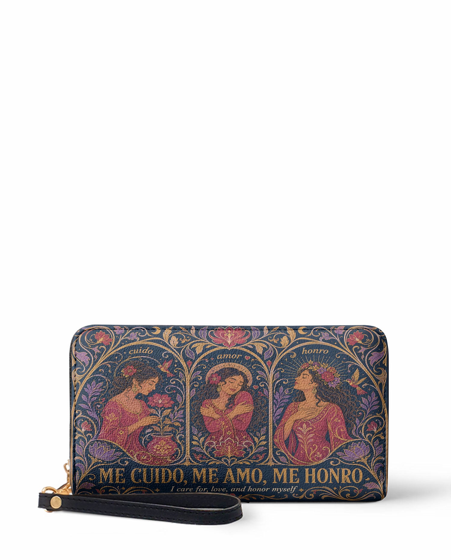 "Me cuido, me amo, me honro" ver.3 Long Wallet - front view | Paleta Bags