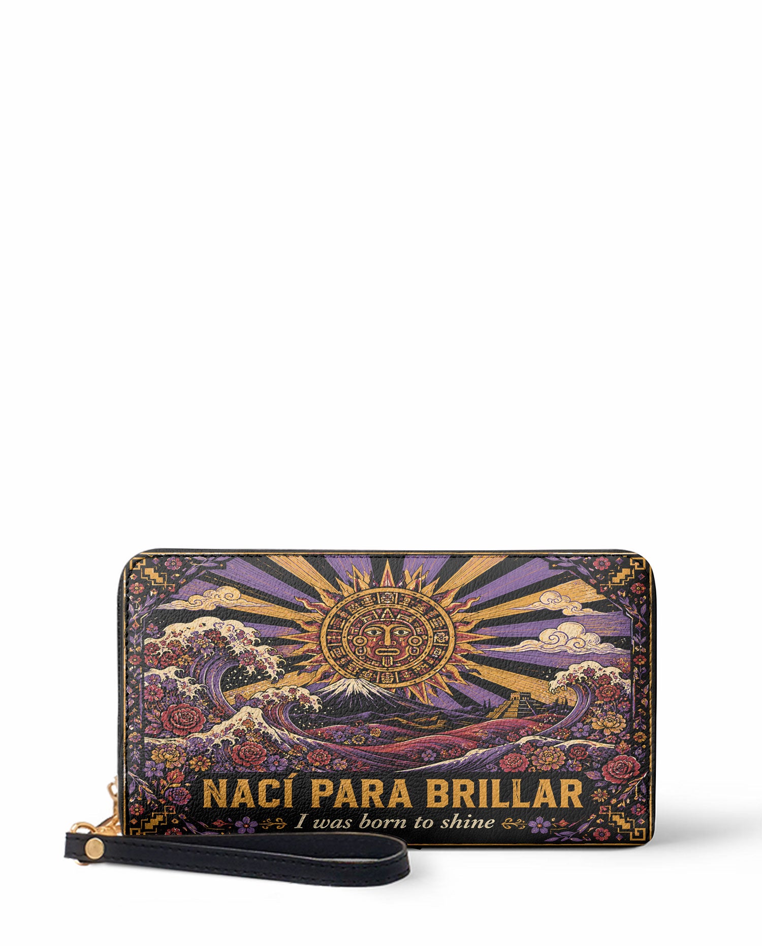 "Nací para brillar" ver.1 Long Wallet - front view | Paleta Bags