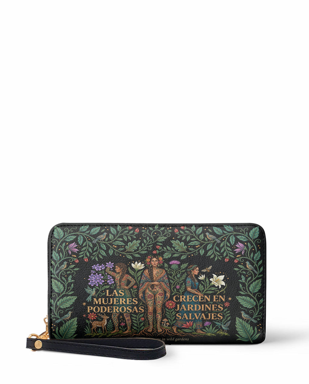 "Las mujeres poderosas crecen en jardines salvajes" ver.1 Long Wallet - front view | Paleta Bags