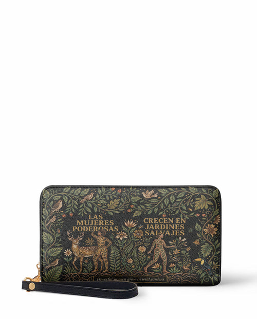 "Las mujeres poderosas crecen en jardines salvajes" ver.3 Long Wallet - front view | Paleta Bags